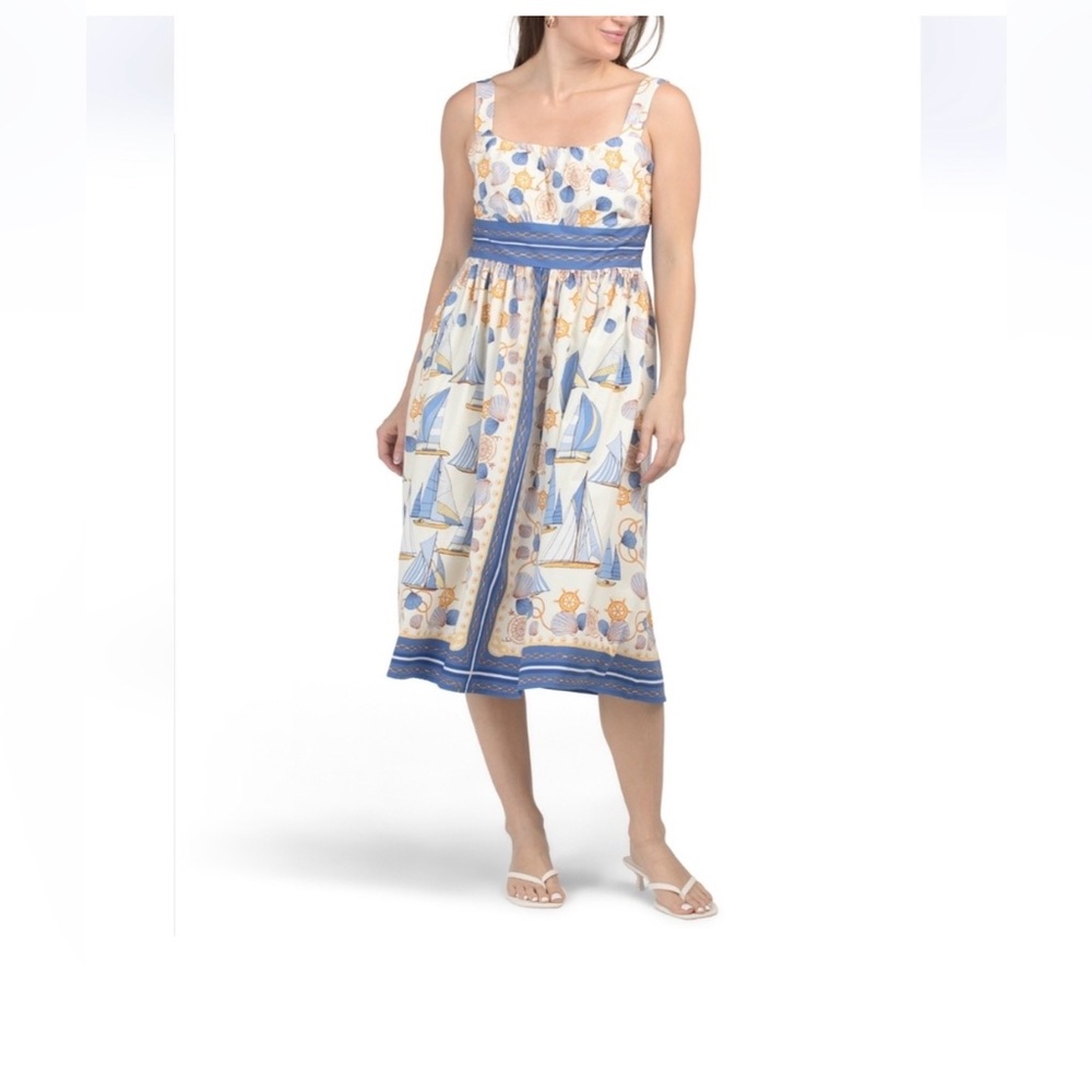London‎ Times Blue and White Strapless Sundress